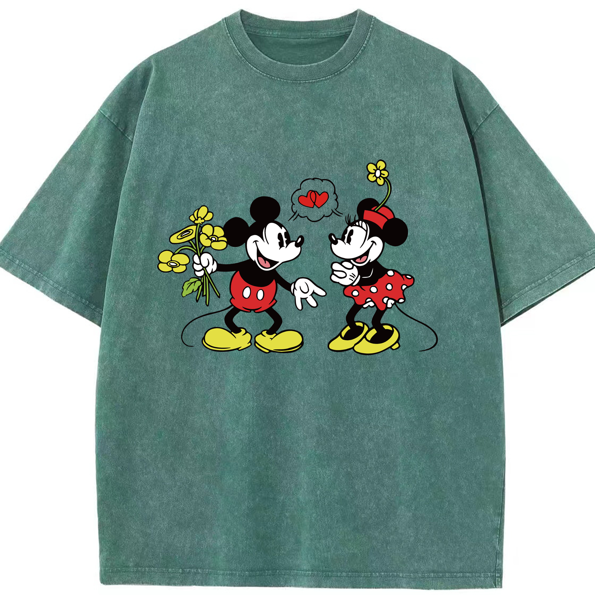 （画像用） ミッキーマウス Mickey Mouse 綿100% ヴィンテージ風 半袖Tシャツ（フロントプリント）